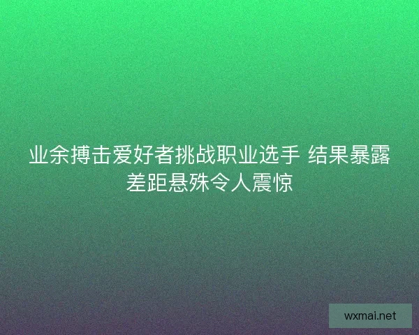 业余搏击爱好者挑战职业选手 结果暴露差距悬殊令人震惊