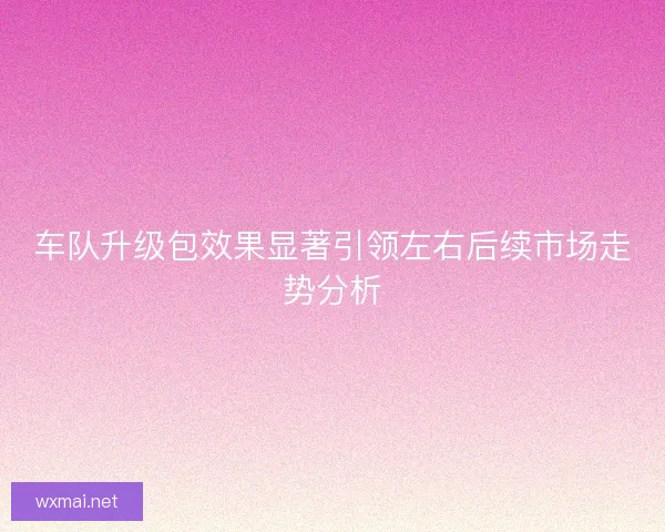 车队升级包效果显著引领左右后续市场走势分析 车队升级包效果显著引领左右后续市场走势分析